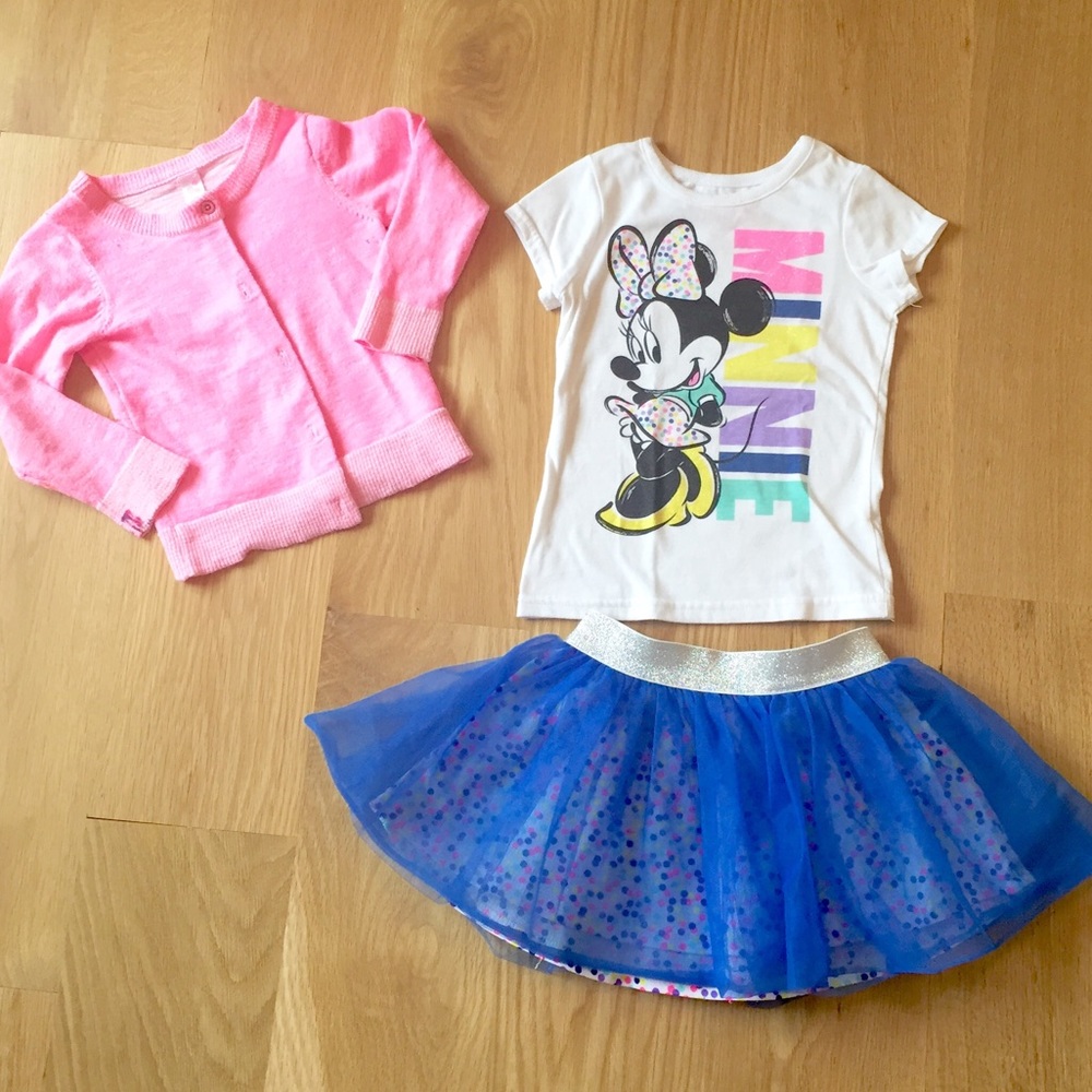 Disney Minnie Mouse T with tutu & cardigan🎀💙💕